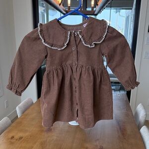 Zara Brown Kids Dress with Ruffled Collar